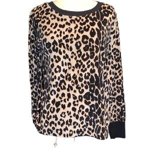 Betsey Johnson blouse faux velvet long sleeve crewneck animal print size small